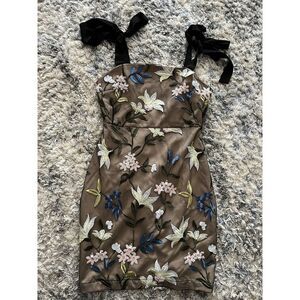 Endless Rose Floral Embroidered Mini Dress sequins tie shoulder strap size S